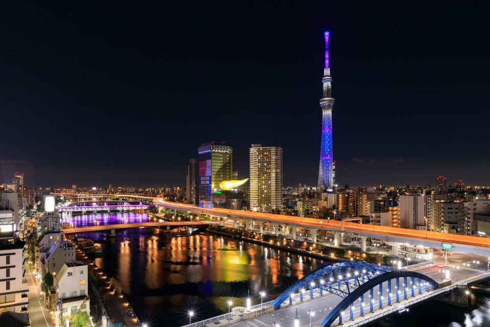 東京の夜を彩るスカイツリーと都心のイルミネーション