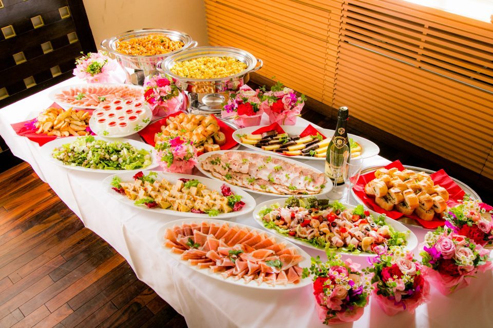 Beautifully-served Italian buffet on the buffet table